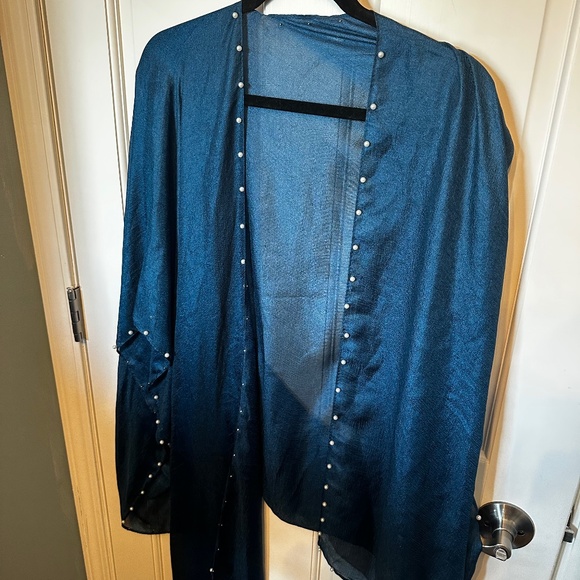 JC Sunny - Dark Blue with Pearls Shawl/Cover Up - Picture 1 of 4